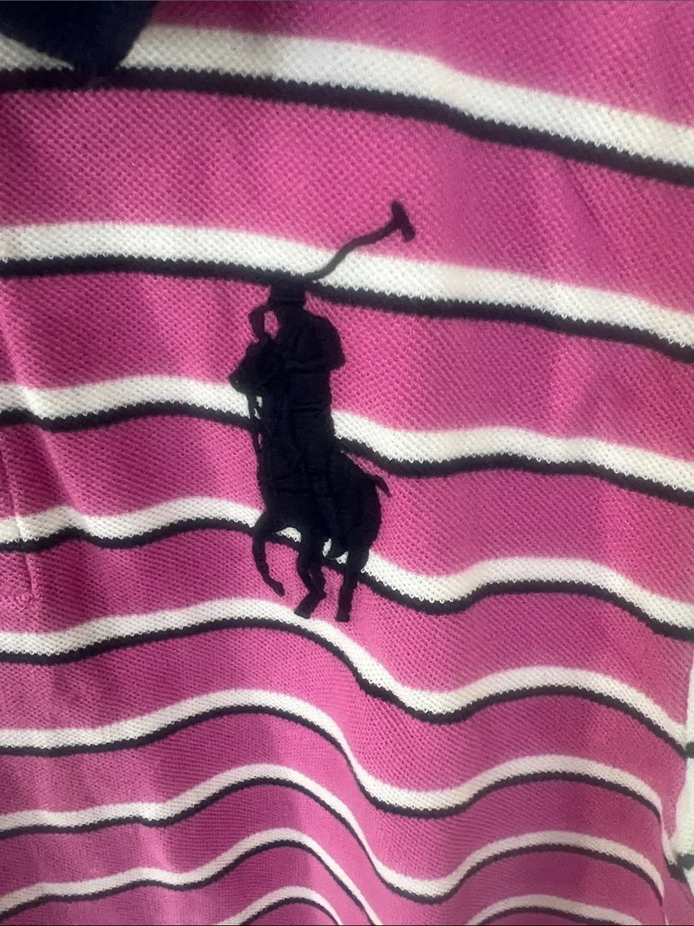 Polo by Ralph Lauren Men's Magenta Striped Polo with Crest